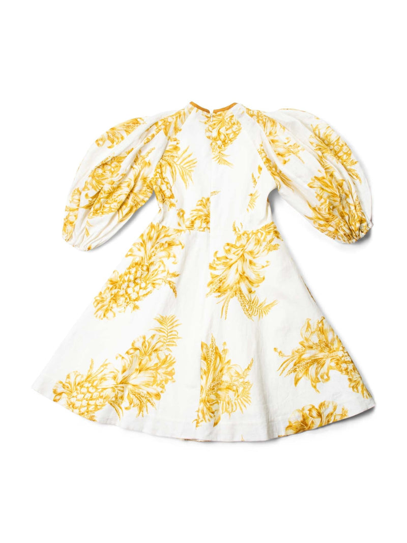 Zimmerman Linen Puff Sleeve Day Mini Dress Cream Yellow Zimmerman Linen Puff Sleeve Day Mini Dress Cream Yellow