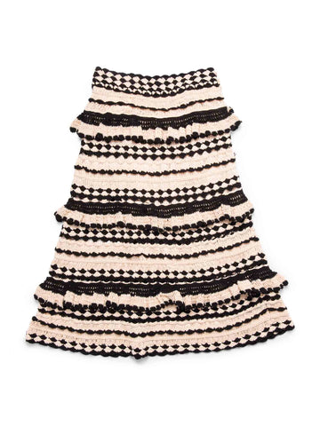 Zimmermann Knit Striped Maxi Skirt Black Ivory-designer resale