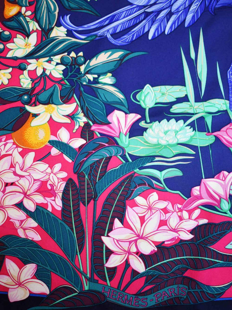 100 % Silk Flamingo Party Multicolor Scarf-designer resale