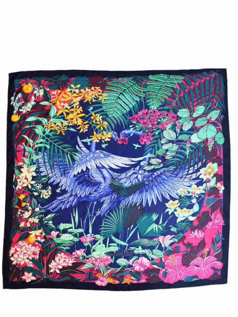 100 % Silk Flamingo Party Multicolor Scarf-designer resale