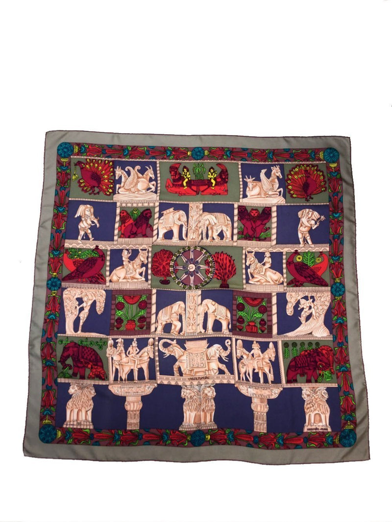 100% Silk Torana Red Blue Green Scarf-designer resale