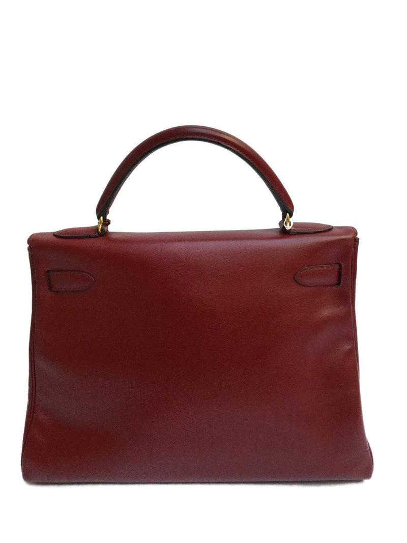 28 Kelly Retourne Bag Burgundy Box Leather-designer resale