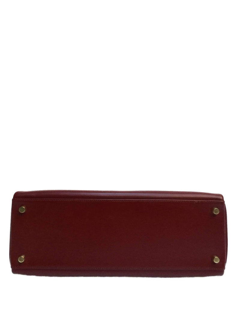 28 Kelly Retourne Bag Burgundy Box Leather-designer resale