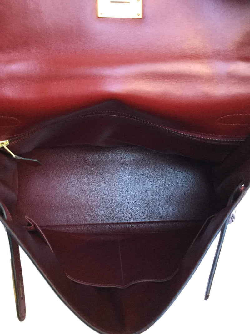 28 Kelly Retourne Bag Burgundy Box Leather-designer resale