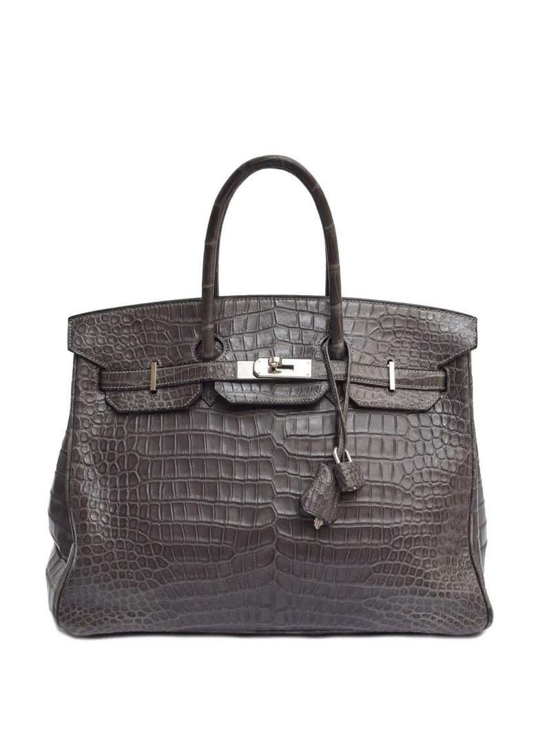 35 Birkin Bag Matte Graphite Porosus Crocodile Palladium Hardware-designer resale
