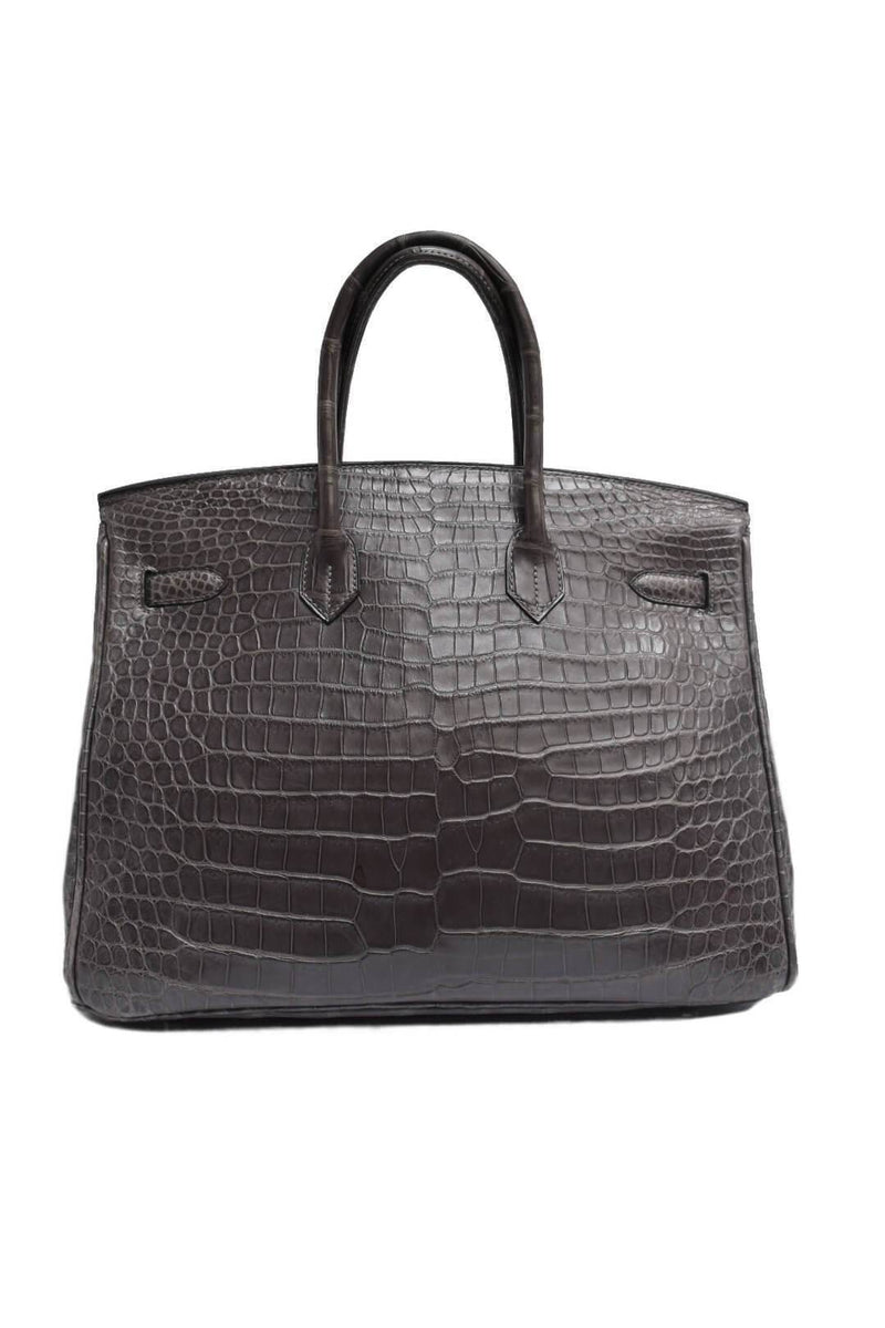 35 Birkin Bag Matte Graphite Porosus Crocodile Palladium Hardware-designer resale