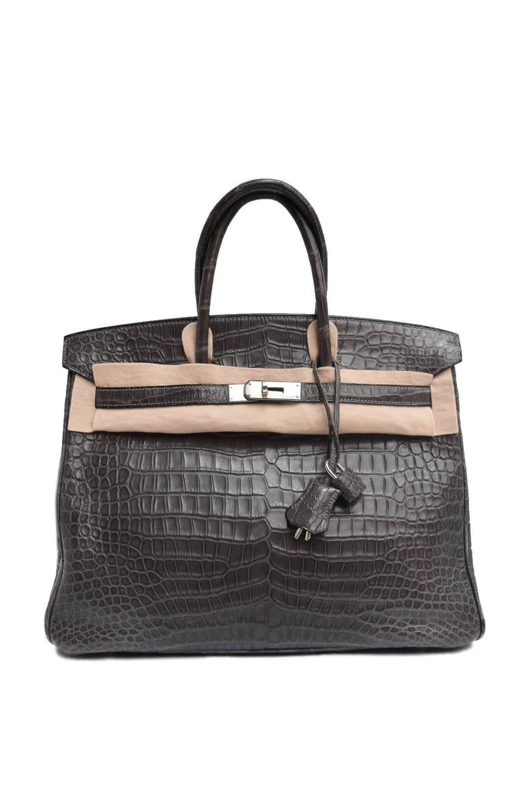 35 Birkin Bag Matte Graphite Porosus Crocodile Palladium Hardware-designer resale