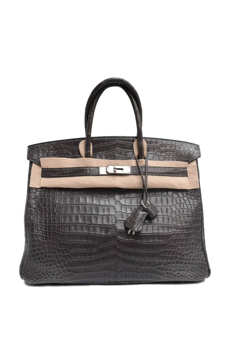 35 Birkin Bag Matte Graphite Porosus Crocodile Palladium Hardware-designer resale
