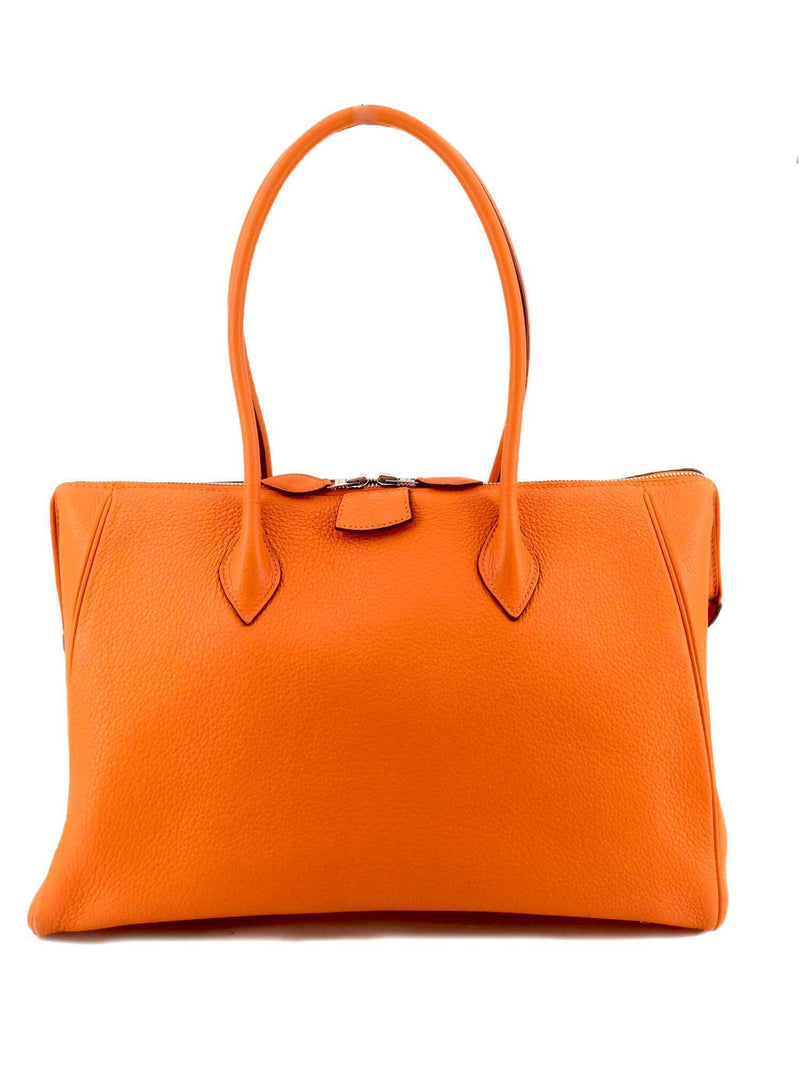 37 Paris Bombay Tote Bag Clemence Orange Leather-designer resale