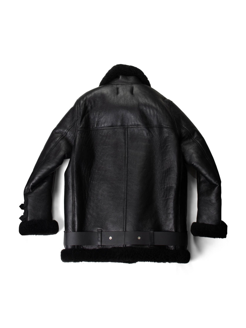 Acne Studios Leather Shearling Velocite Oversized Shearling Jacket Black-designer resale