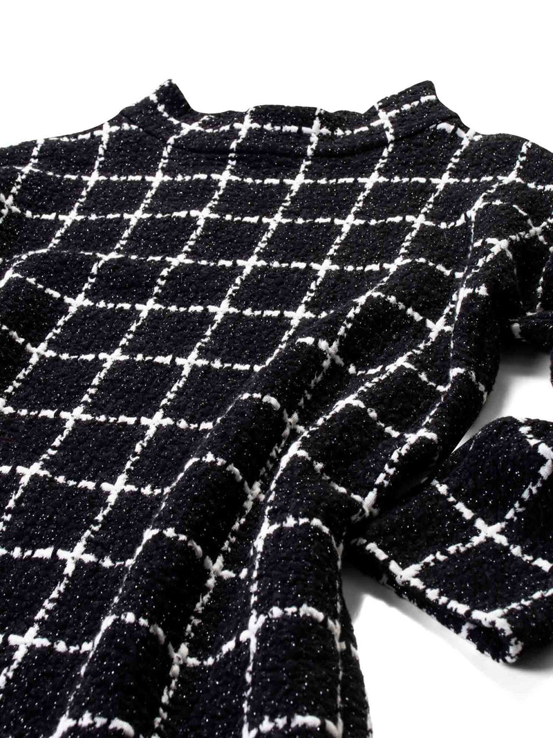 Akris Tweed Sparkle Midi Dress Black White-designer resale