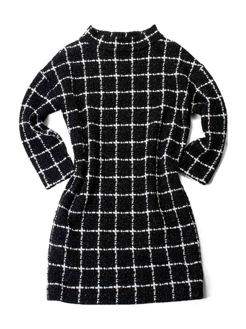 Akris Tweed Sparkle Midi Dress Black White-designer resale