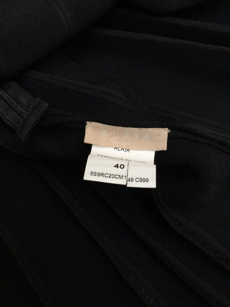 Alaia Black Stretch Knit Sleeveless Fit and Flare A-line Dress-designer resale
