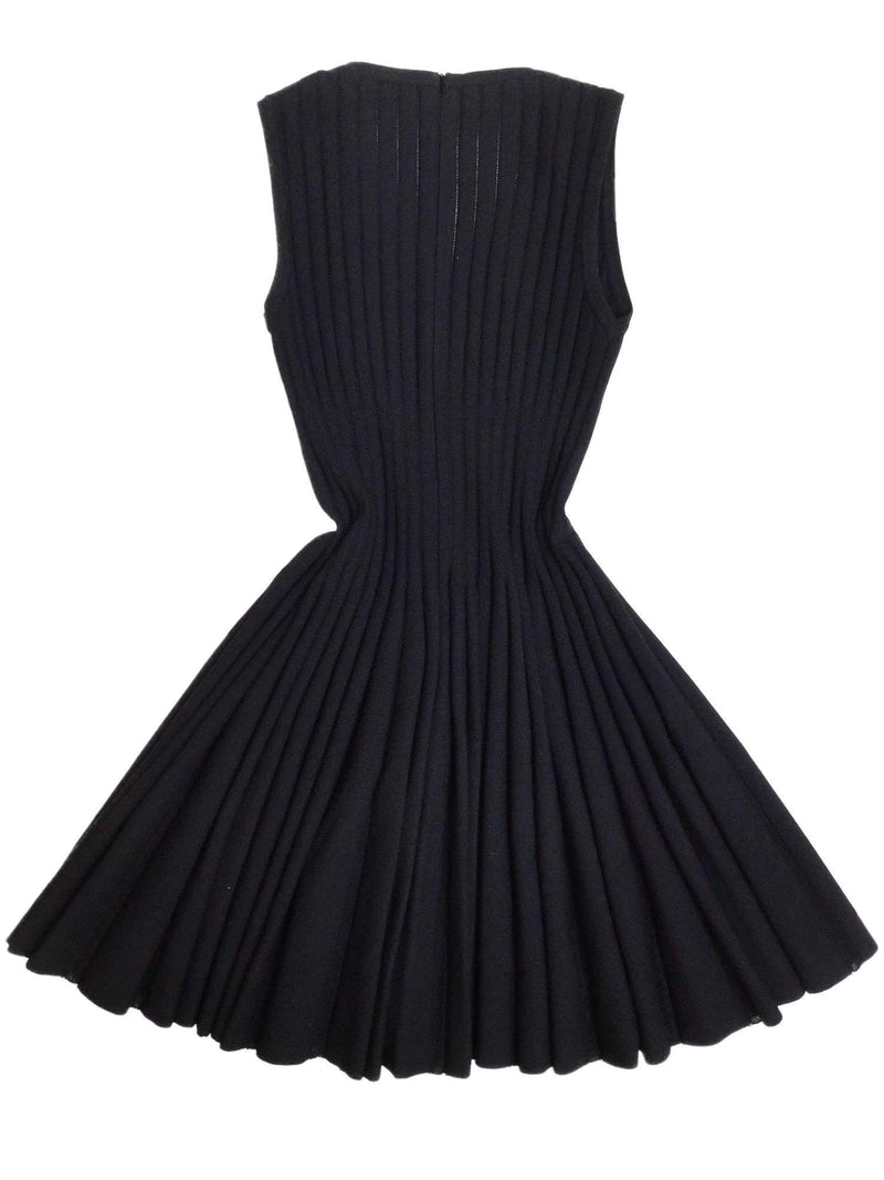 Alaia Black Stretch Knit Sleeveless Fit and Flare A-line Dress-designer resale