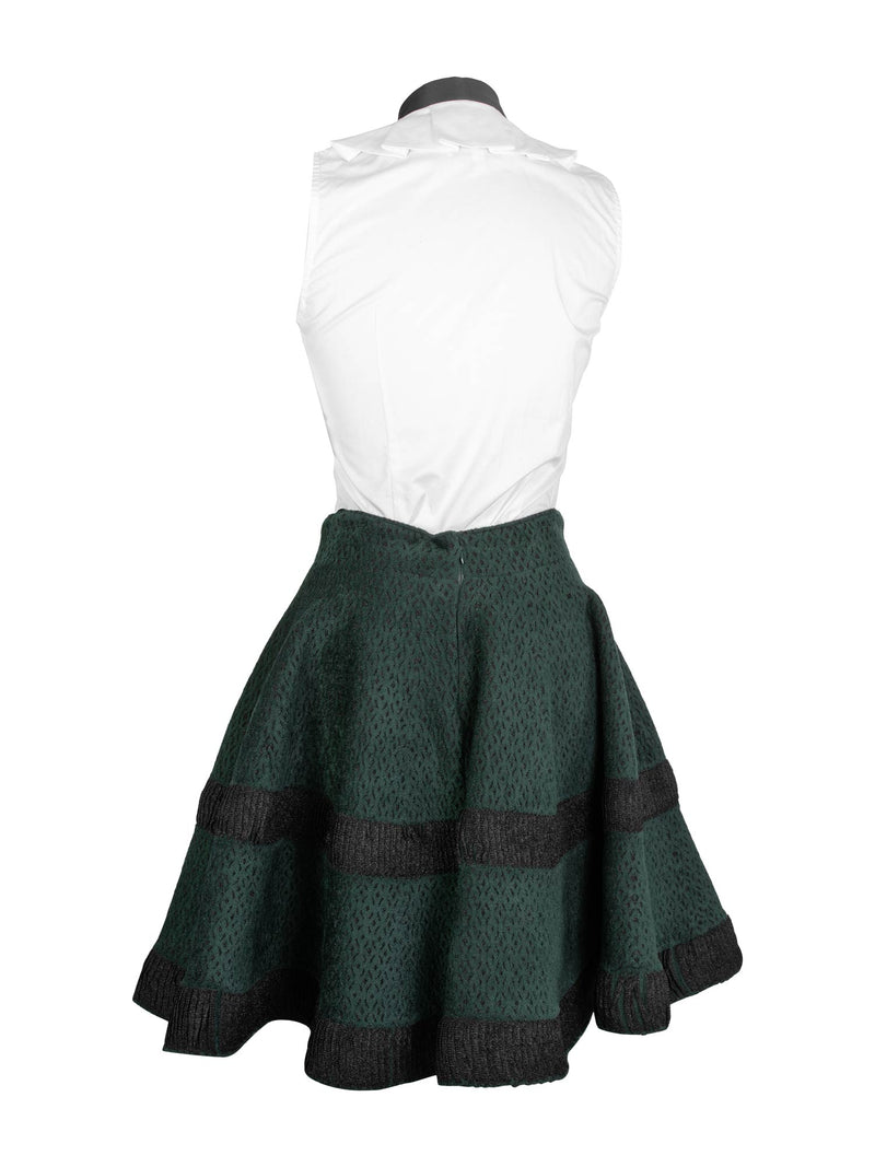 Alaia Velvet Knit Fit and Flare A-line Skirt Green-designer resale