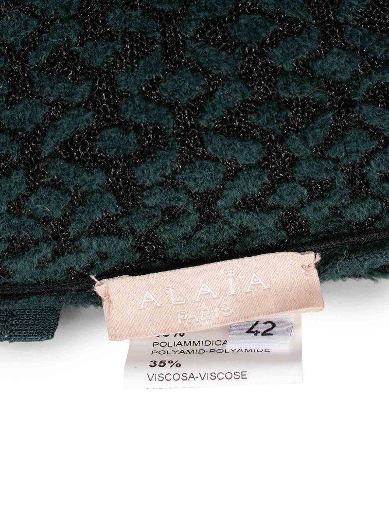 Alaia Velvet Knit Fit and Flare A-line Skirt Green-designer resale