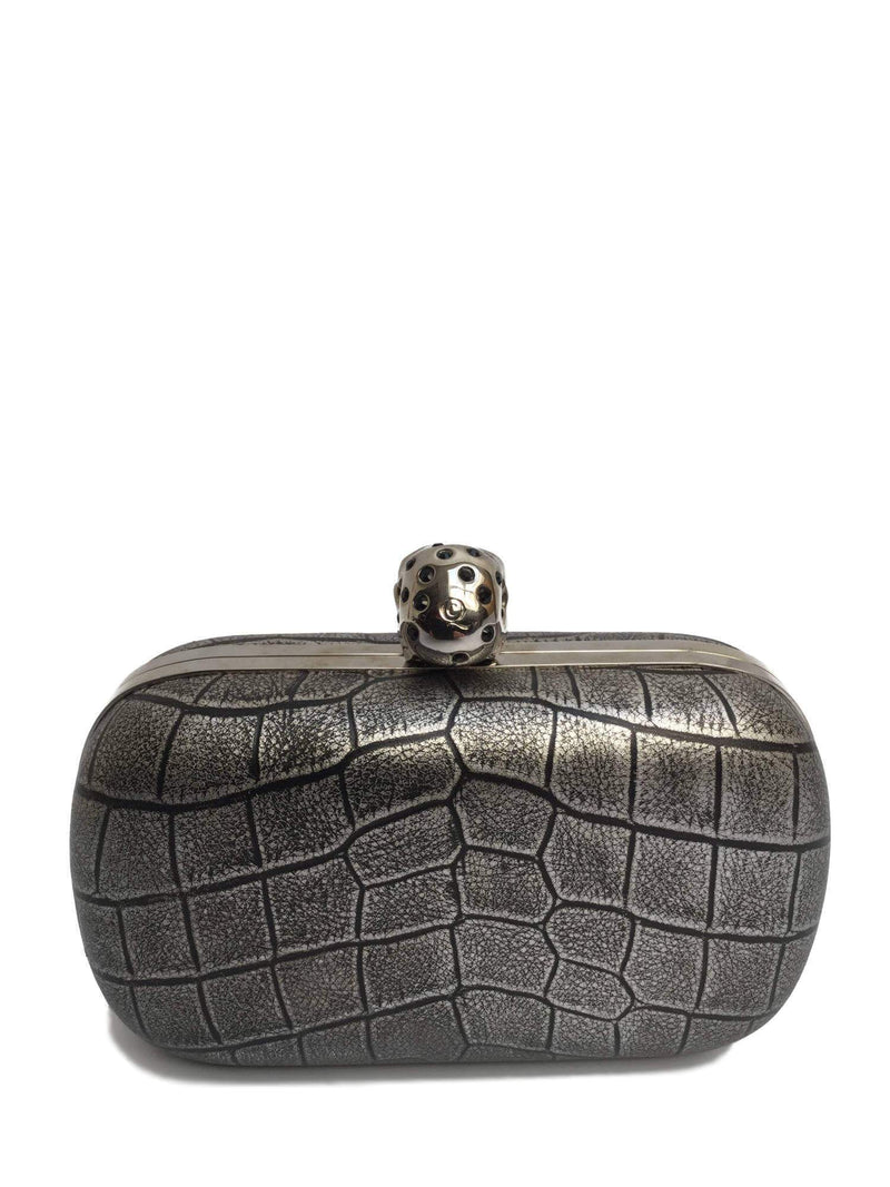 Alexander mcqueen sales silver clutch