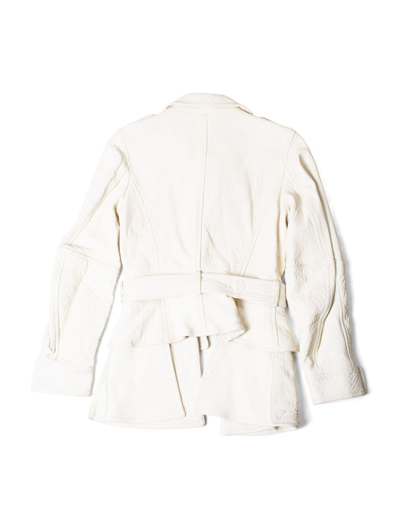 Alexander McQueen Leather A-line Jacket Ivory-designer resale