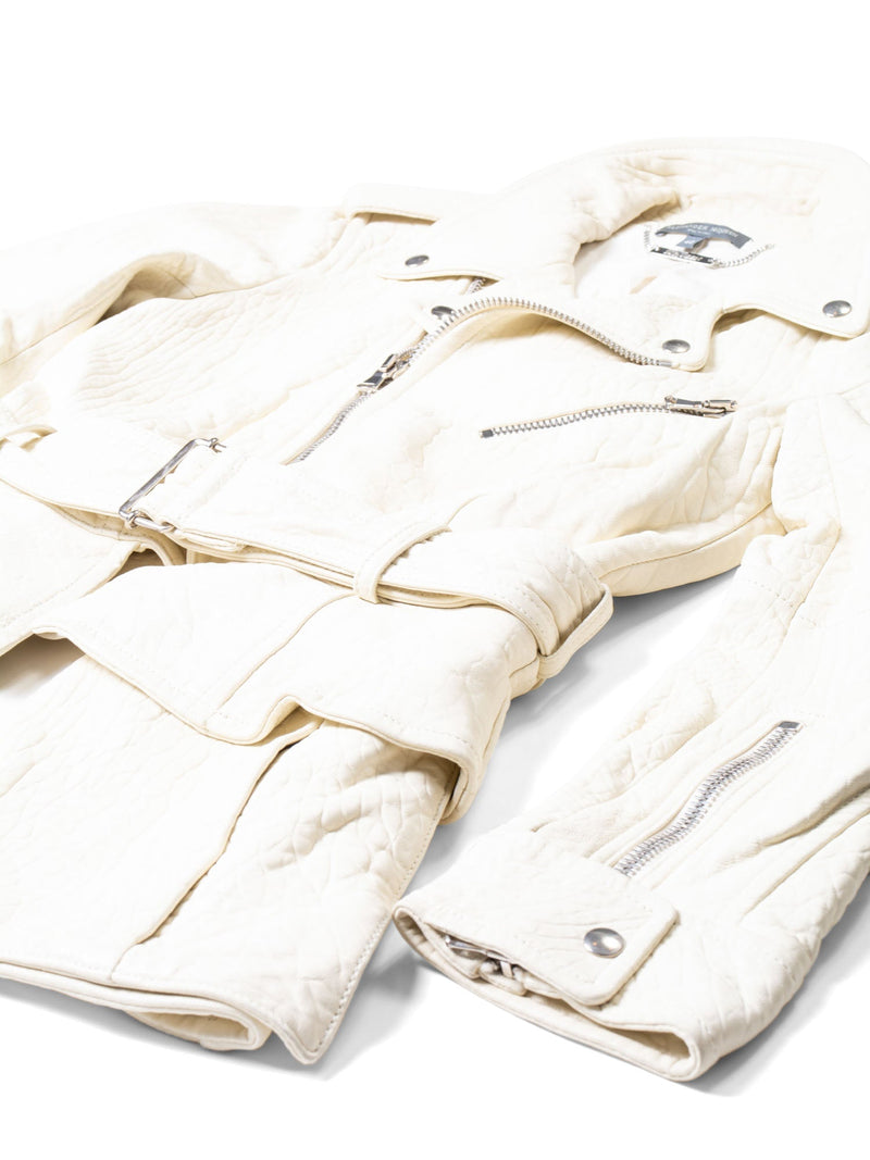 Alexander McQueen Leather A-line Jacket Ivory-designer resale