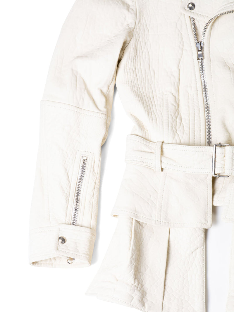 Alexander McQueen Leather A-line Jacket Ivory-designer resale