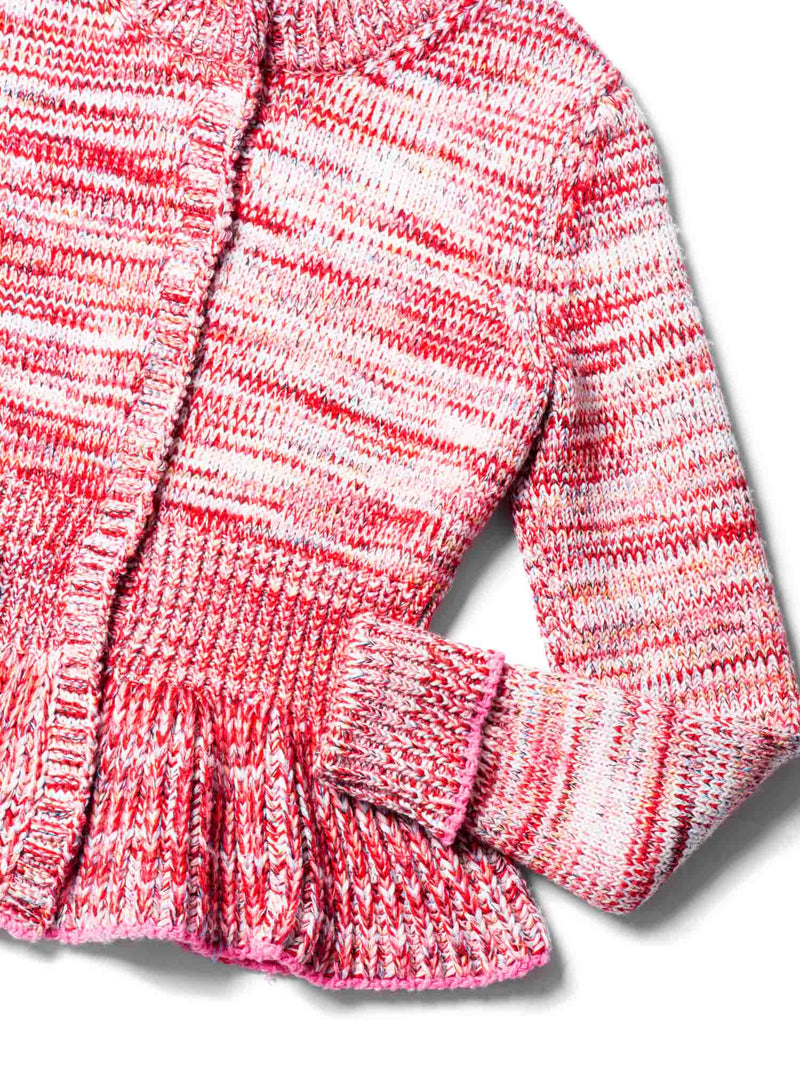 Alexander McQueen Tweed Knitted Peplum Sweater Pink Multicolor-designer resale