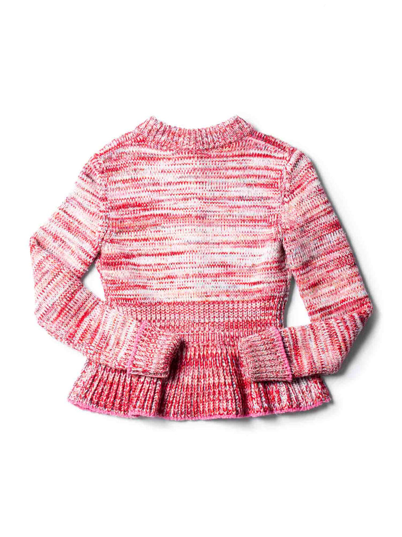 Alexander McQueen Tweed Knitted Peplum Sweater Pink Multicolor