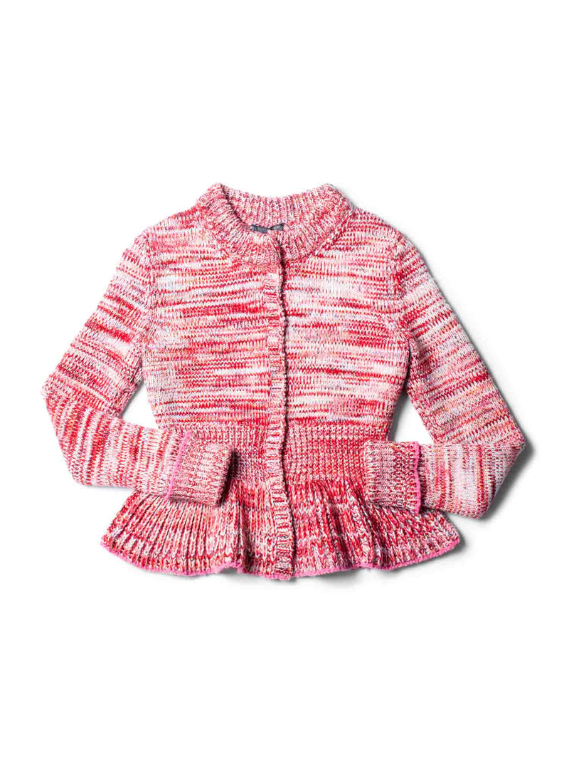 Alexander McQueen Tweed Knitted Peplum Sweater Pink Multicolor-designer resale