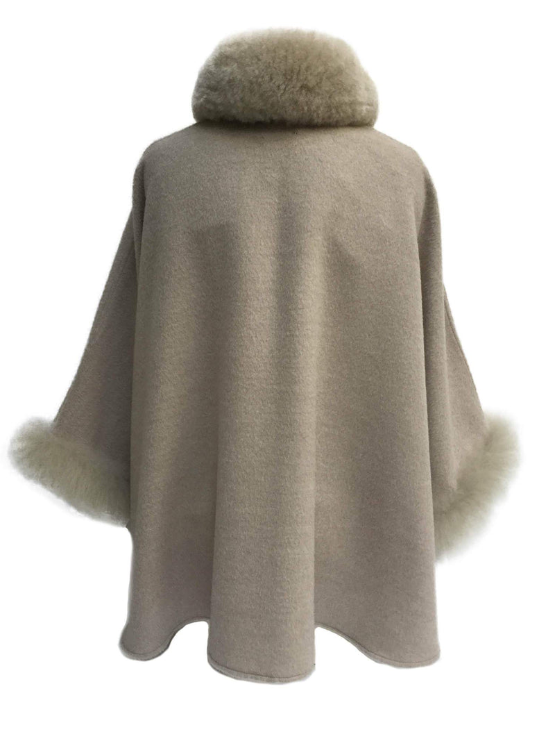 Alpaca Cape Fur Collar Taupe-designer resale