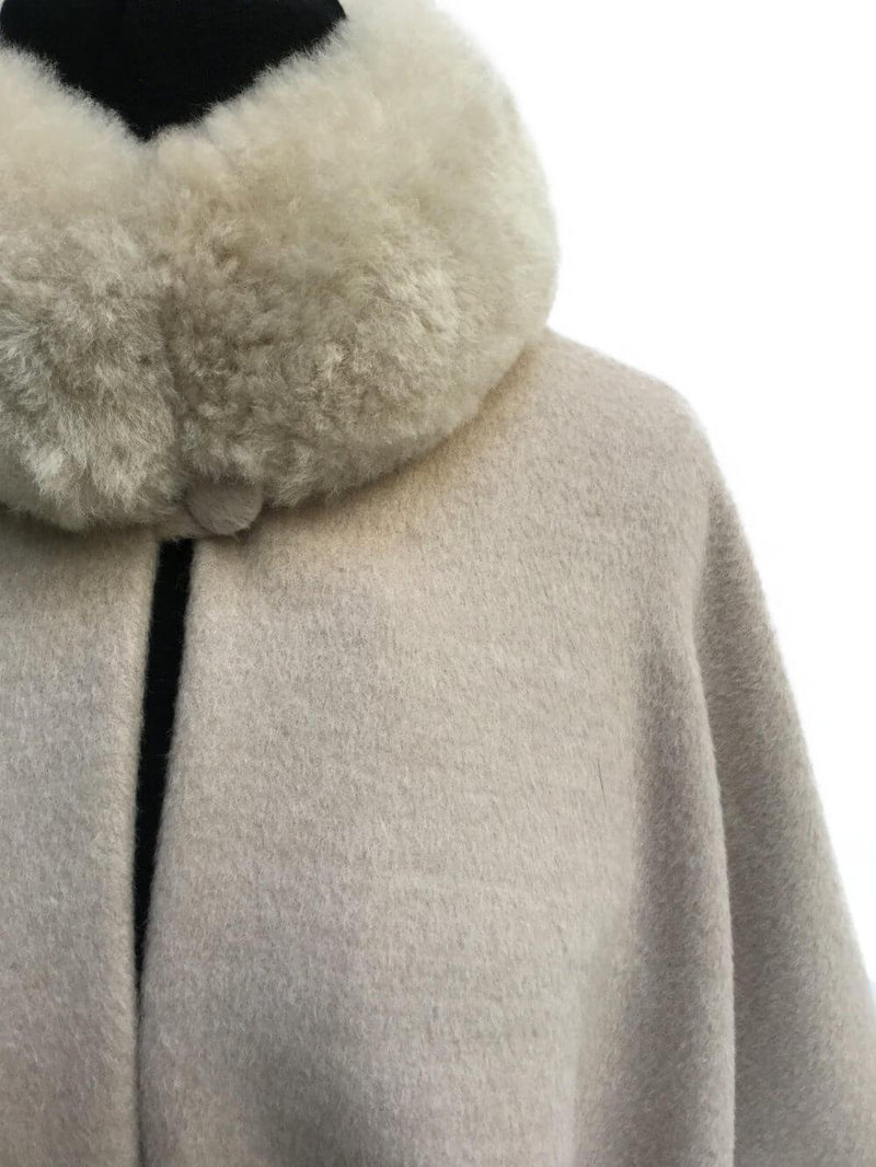 Alpaca Cape Fur Collar Taupe-designer resale