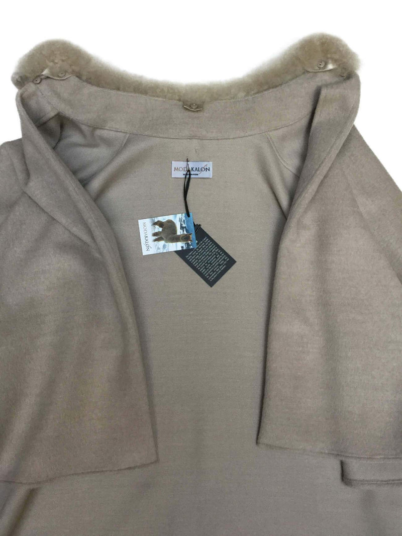 Alpaca Cape Fur Collar Taupe-designer resale