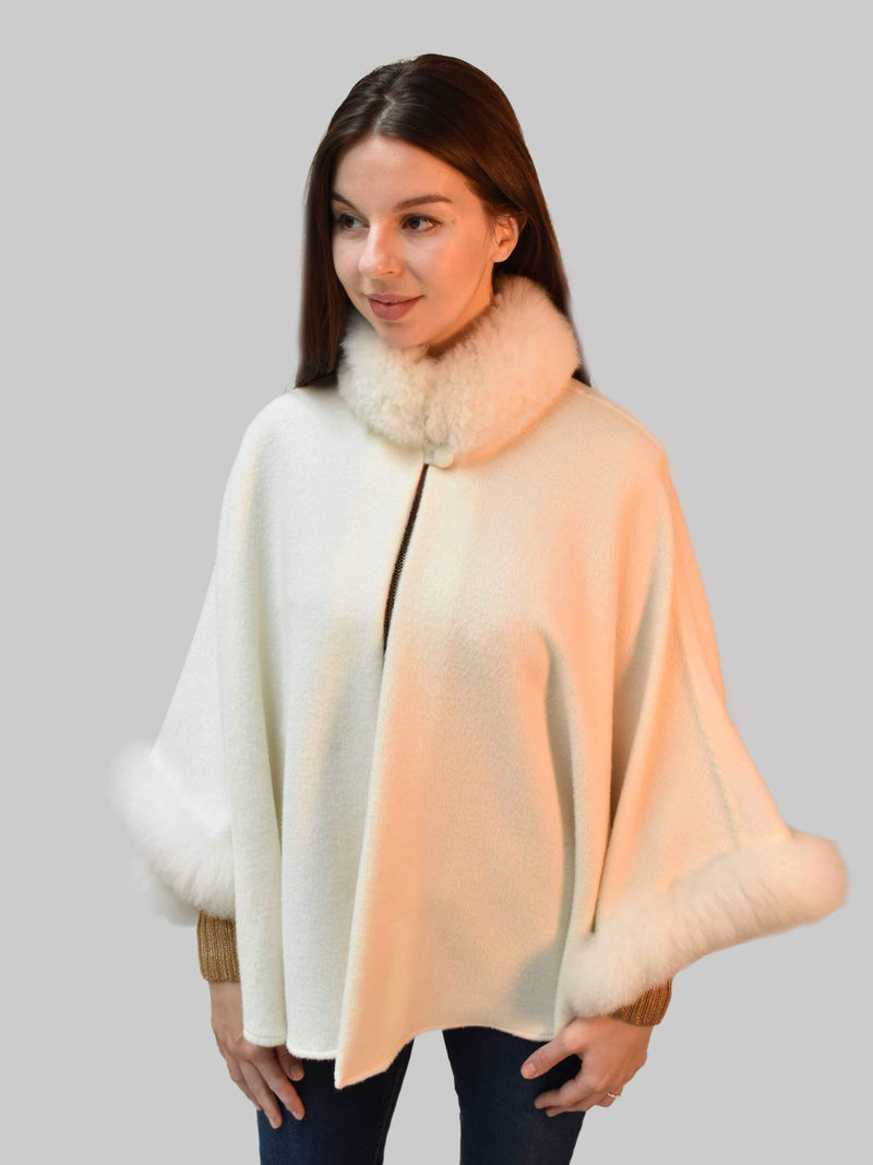 Alpaca Cape Fur Collar White-designer resale