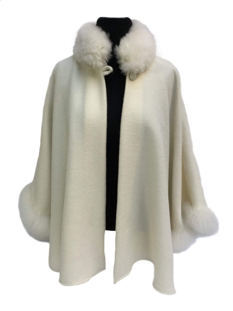 Alpaca Cape Fur Collar White-designer resale