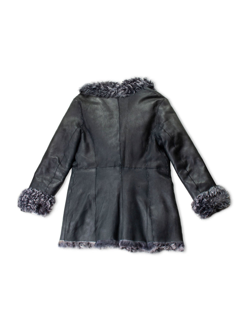 Anagram Reversible Curly Lamb Leather Teddy Bear Coat Grey-designer resale