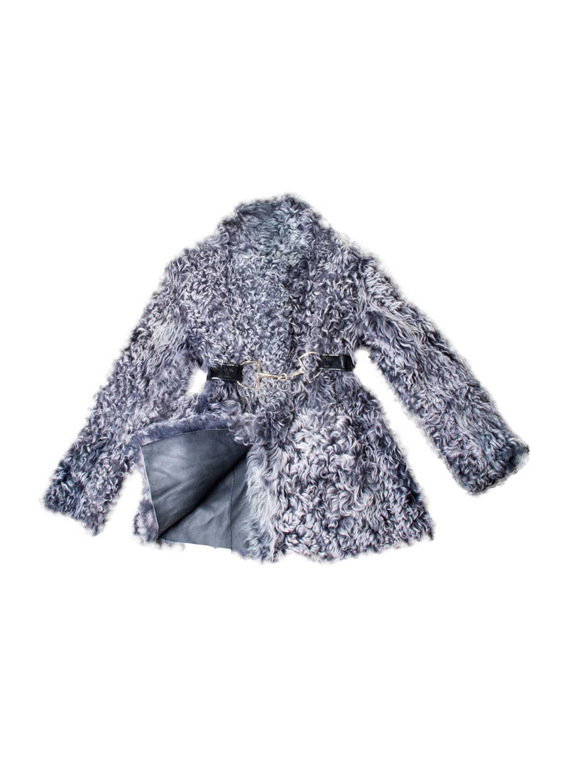 Anagram Reversible Curly Lamb Leather Teddy Bear Coat Grey-designer resale