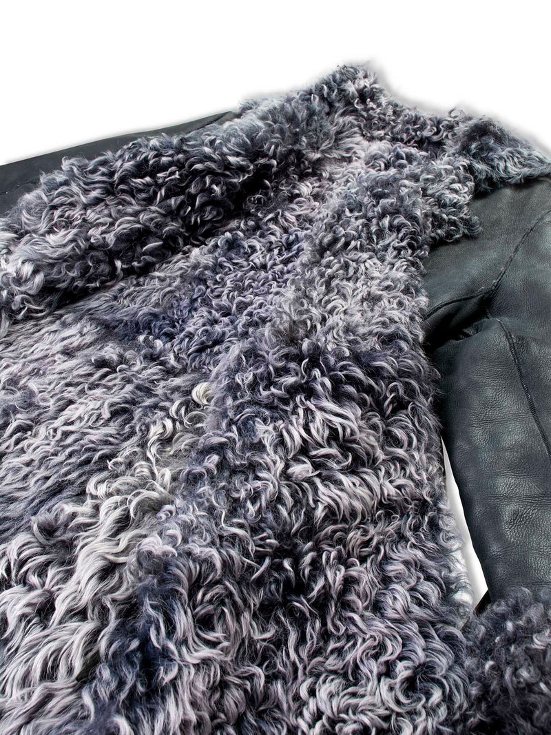 Anagram Reversible Curly Lamb Leather Teddy Bear Coat Grey-designer resale