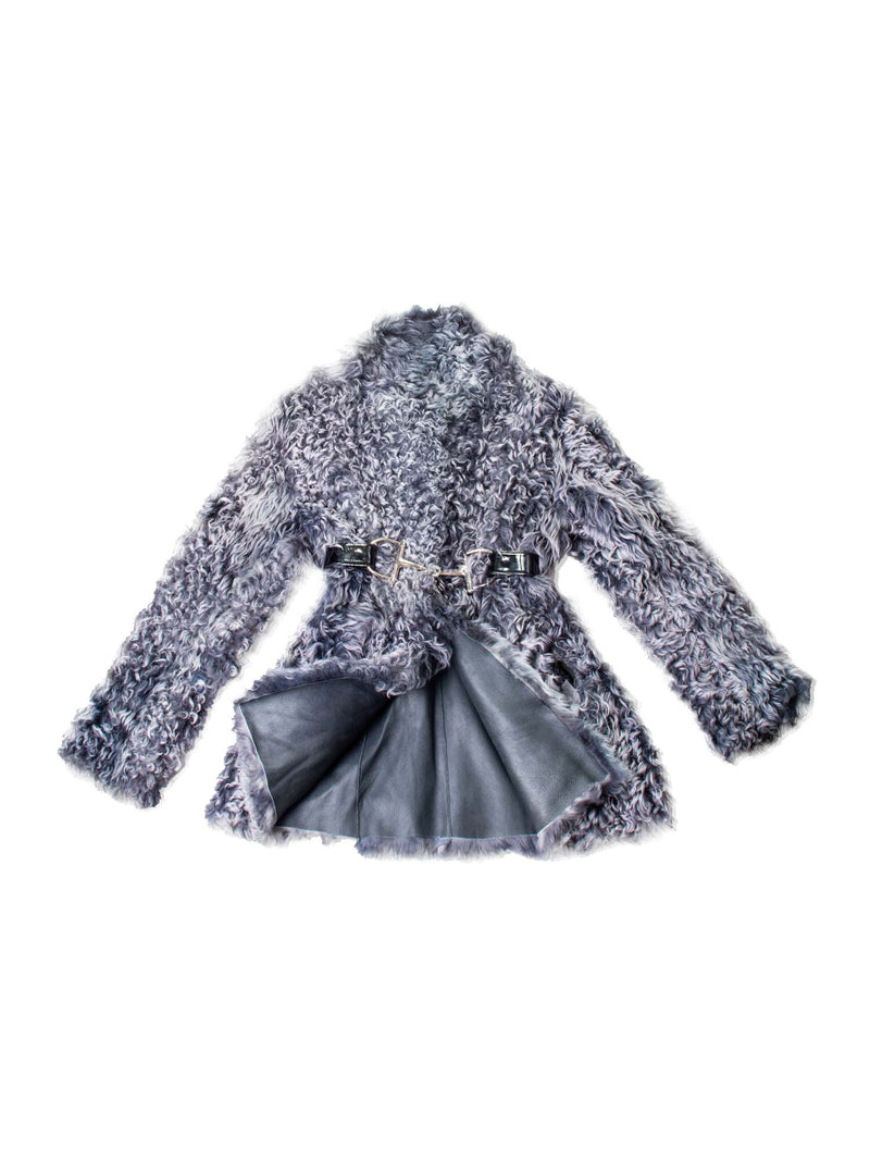 Anagram Reversible Curly Lamb Leather Teddy Bear Coat Grey-designer resale