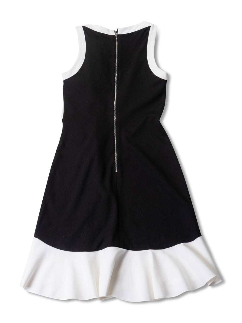 Anne Fontaine Knit Ruffled Midi Dress Black White-designer resale