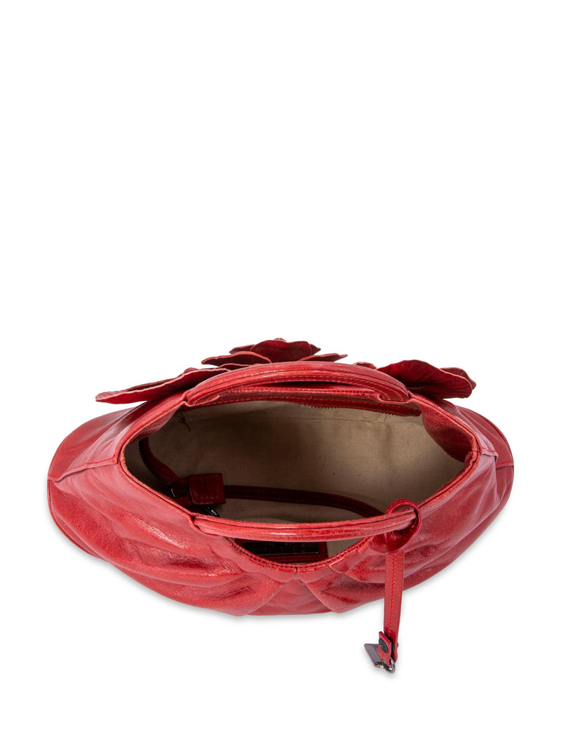 Anne Fontaine Leather Mini Flower Signature Scarlet Bag Red-designer resale