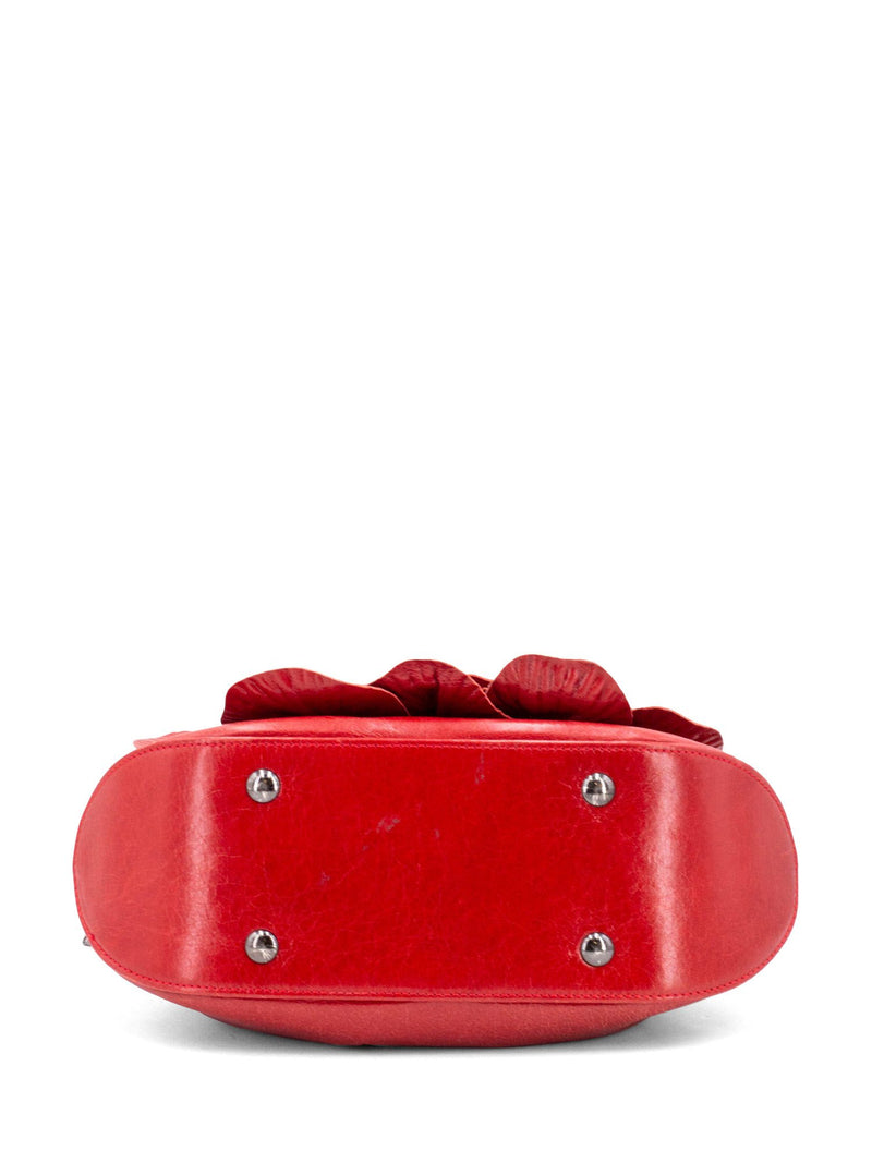 Anne Fontaine Leather Mini Flower Signature Scarlet Bag Red-designer resale
