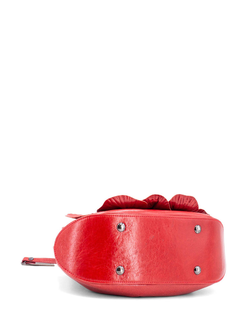 Anne Fontaine Leather Mini Flower Signature Scarlet Bag Red-designer resale