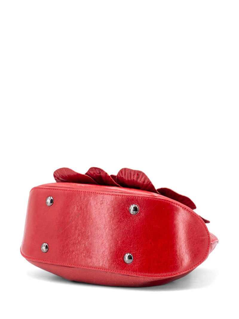 Anne Fontaine Leather Mini Flower Signature Scarlet Bag Red-designer resale