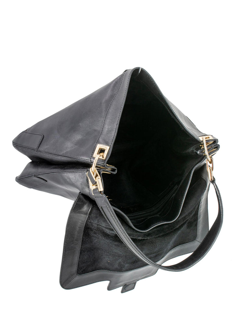 Anya Hindmarch Leather Flap Shoulder Bag Black-designer resale