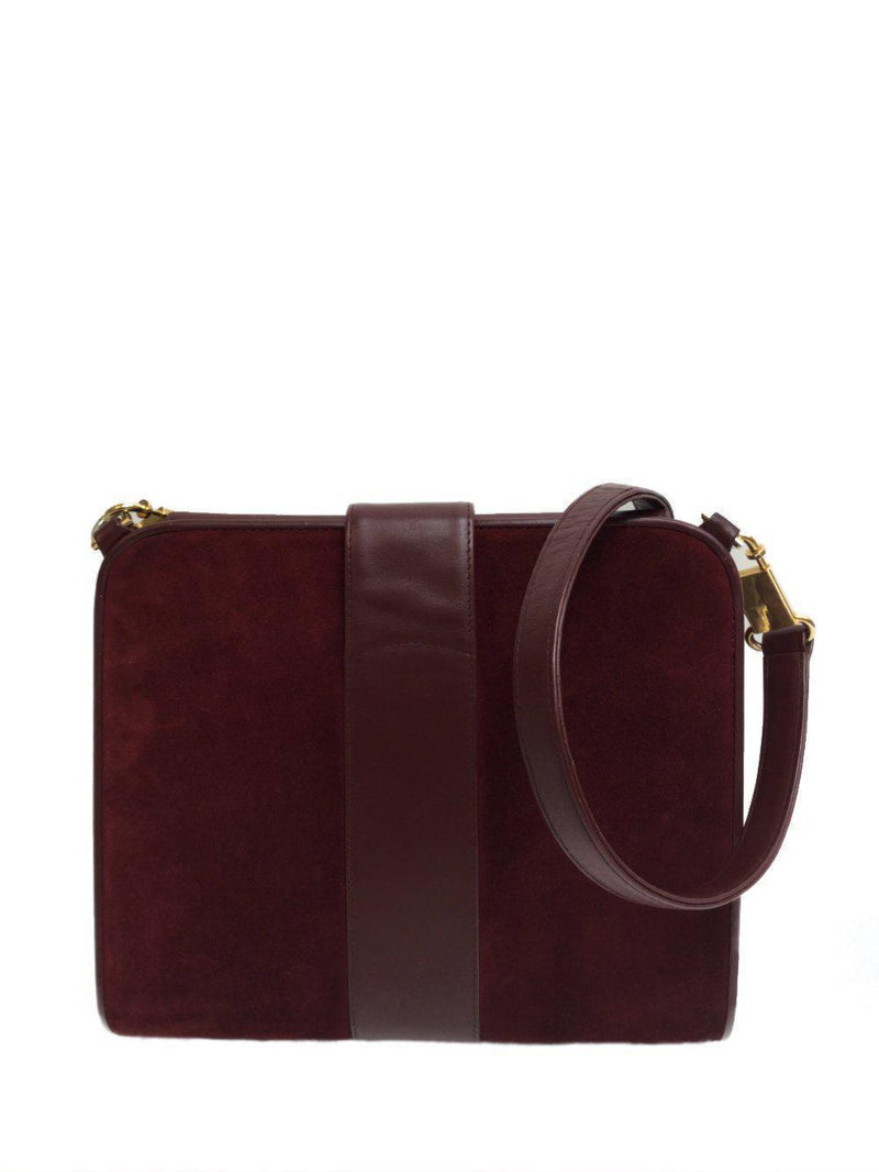 Arli Medium Suede Shoulder Bag Burgundy Leather Gold Hardware Vintage-designer resale