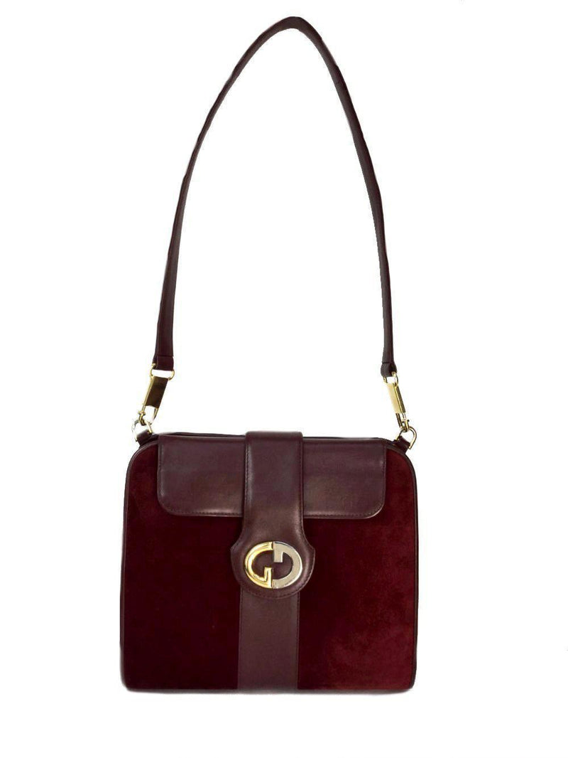 Arli Medium Suede Shoulder Bag Burgundy Leather Gold Hardware Vintage-designer resale