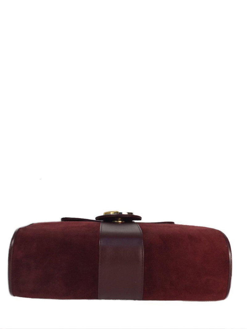Arli Medium Suede Shoulder Bag Burgundy Leather Gold Hardware Vintage-designer resale