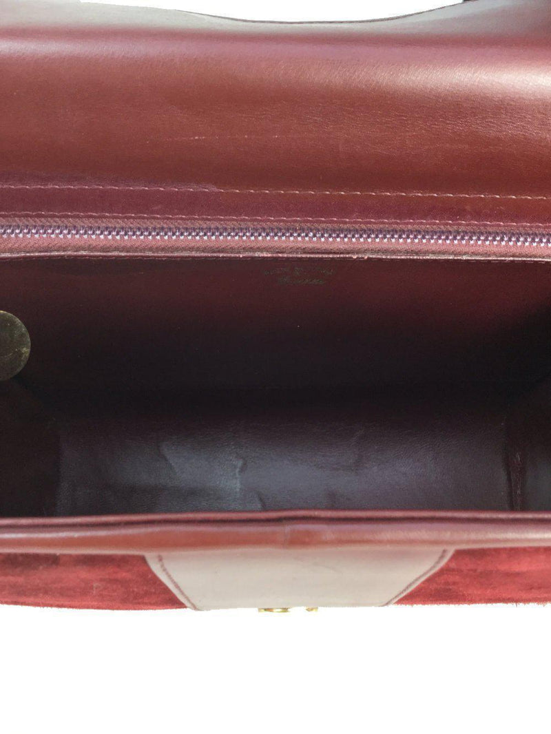 Arli Medium Suede Shoulder Bag Burgundy Leather Gold Hardware Vintage-designer resale