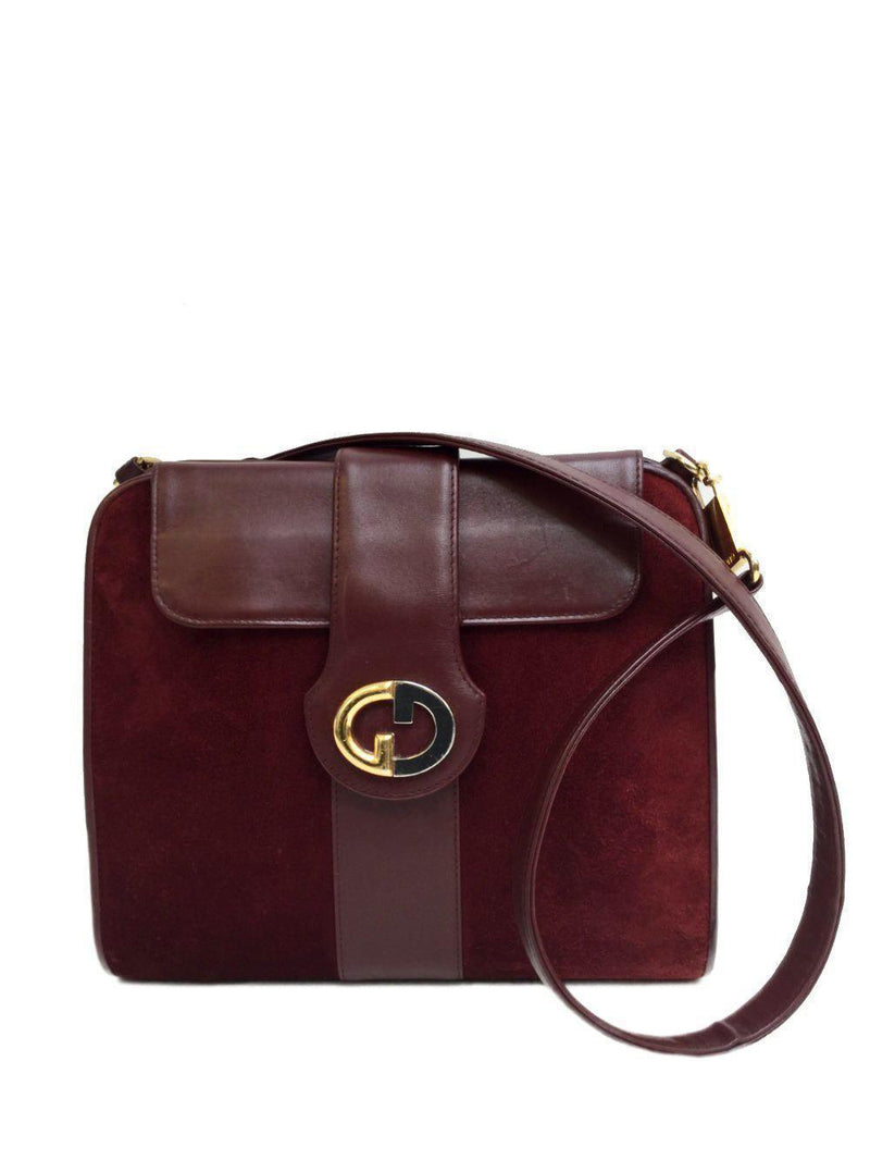 Arli Medium Suede Shoulder Bag Burgundy Leather Gold Hardware Vintage-designer resale