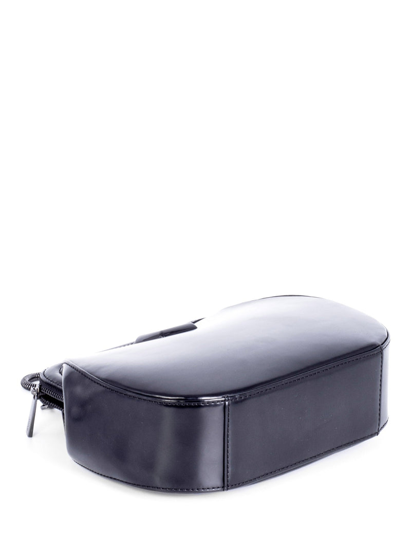 Armani Collezioni Shiny Leather Messenger Bag Black-designer resale