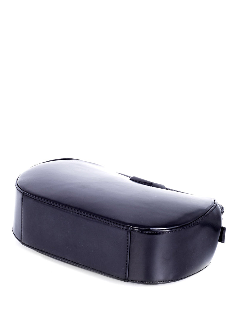 Armani Collezioni Shiny Leather Messenger Bag Black-designer resale
