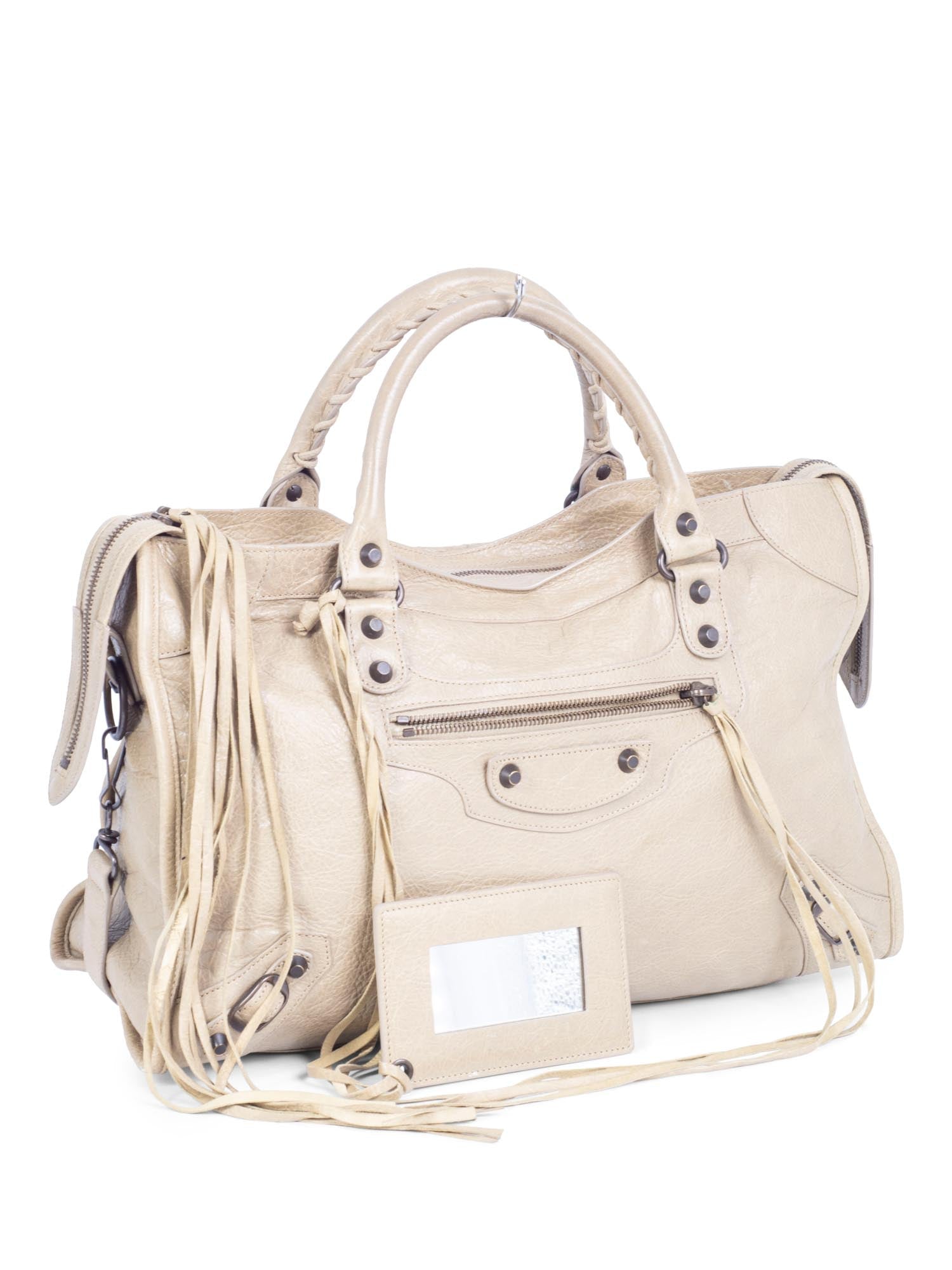 Balenciaga Agneau Classic Hardware City Bag Beige-designer resale